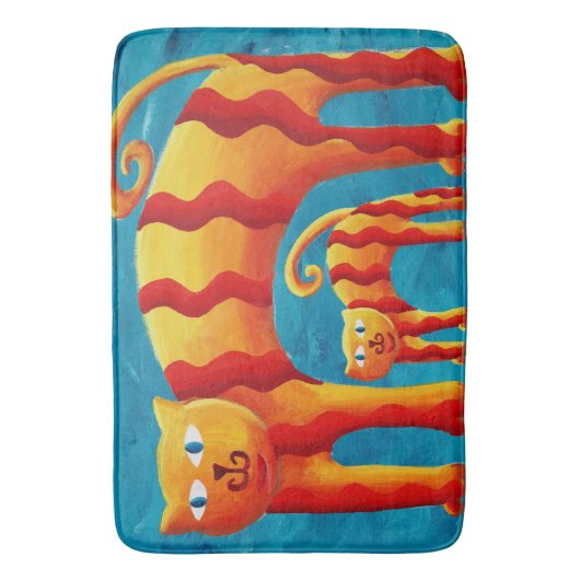 Leuke Trendy Whimsical Curved Cat en Kitten Badmat (Voorkant Verticaal)