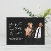 Leuke trendy zwart-wit foto save the date (Staand voorkant)