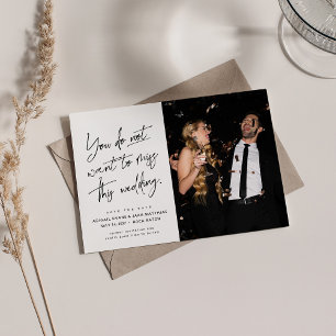 Leuke trendy zwart wit twee foto's save the date