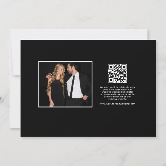 Leuke trendy zwart witte twee foto save the date (Achterkant)