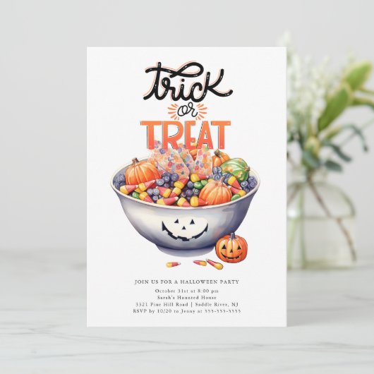 Leuke Trick or treat Snoep Halloween Kaart (Staand voorkant)