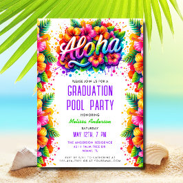 Leuke Tropische Aloha Afstuderen Pool Party Kaart