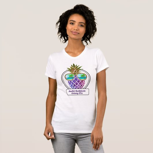 Leuke tropische ananas vrijgezellenfeest t-shirt (Voorkant volledig)