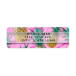 Leuke Tropische Ananassen & Roze Marmer Chic Feest Etiket