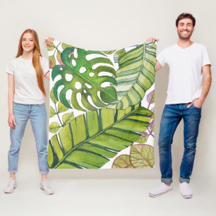 Leuke tropische bladeren in Waterverf fleece deken
