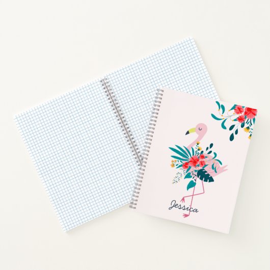 Leuke tropische flamingo gepersonaliseerd notitieboek (Binnen)