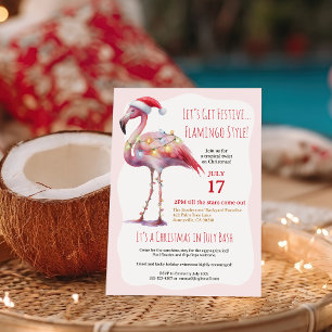 Leuke tropische flamingo kerst in juli feest kaart