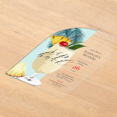 Leuke Tropische Pina Colada Cocktail Verjaardagsfe Acryl Uitnodigingen (Laagn)