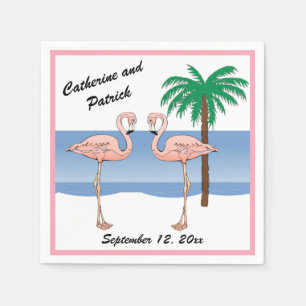 Leuke Tropische Strand Roze Flamingo Palm Tree Wed Servetten
