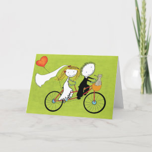 Leuke trouwkaart voor fietsers en kattenliefhebber