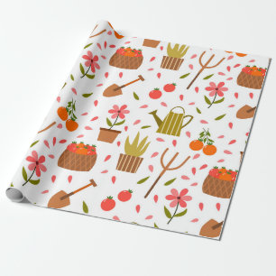 Leuke tuingereedschappen en Planten Naadloze Patro Cadeaupapier