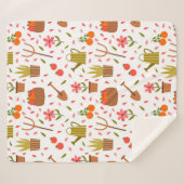 Leuke tuingereedschappen en Planten Naadloze Patro Sherpa Deken (Voorkant (horizontaal))