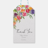 Leuke Tulpen en Groene Bruidsmeisjes Bruiloft Dank Cadeaulabel (Achterkant)