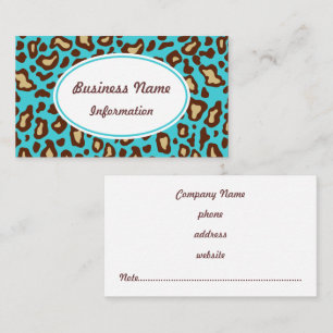 Leuke Turquoise Dierenprint Visitekaartje