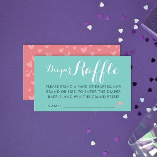 Leuke Turquoise Koraal Roze Luier Raffle Baby Part Informatiekaartje