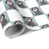 Leuke Turquoise Sherlock Pug Kerstvakantie Cadeaupapier (Rol Hoek)