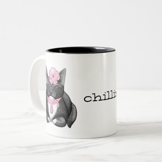 Leuke Tuxedo Kat Chillin Mok (Voorkant links)