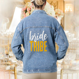 Leuke Typografie Bachelorette Stagette Bride Tribe Denim Jacket