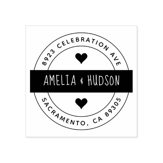 Leuke Typografie Ronde Bruiloft Retouradres Rubberstempel (Afrduk)