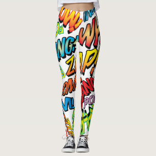 Leuke typografische stripboek Pop Art-geluiden Leggings