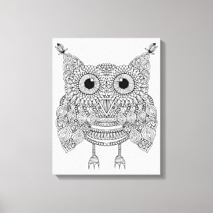 Leuke Uil 6 van de Krabbel Canvas Afdruk