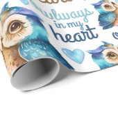 Leuke Uil Blue Love Uilways in mijn hart Cadeaupapier (Rol Hoek)