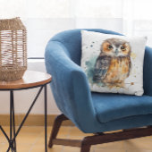 Leuke uil in de waterverf kussen