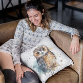 Leuke uil in de waterverf kussen