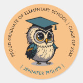 Leuke Uil Kinder Afstuderen | Terug naar school Si Ronde Sticker (Voorkant)