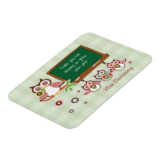 Leuke uilen aangepaste naam leraar waardering magneet (Linkerzijde)
