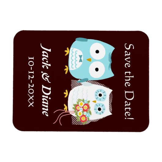 Leuke Uilen Bruiloft bruid en bruidegom Save the D Magneet (Horizontaal)