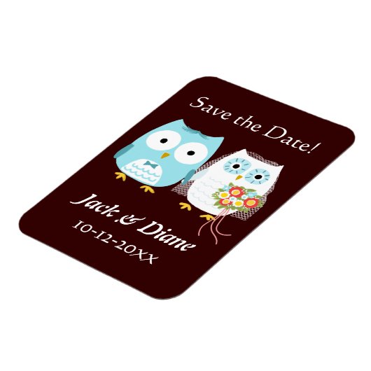 Leuke Uilen Bruiloft bruid en bruidegom Save the D Magneet (Linkerzijde)