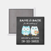 Leuke Uilen Bruiloft Chalkboard Stijl Save the Dat Magneet (Voorkant / Achterkant)