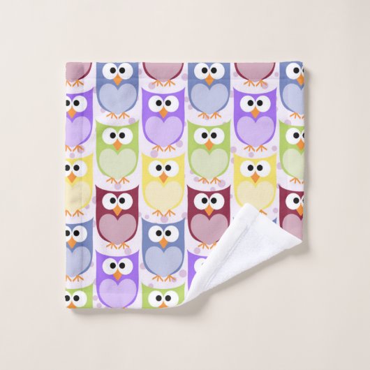 Leuke uilen, Uil Pattern, Baby uilen, Kleurrijke u Bad Handdoek (Wasdoekje)