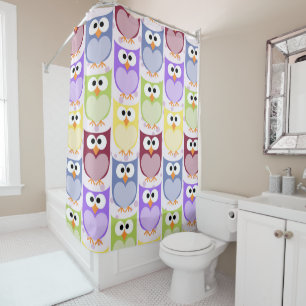 Leuke uilen, Uil Pattern, Baby uilen, Kleurrijke u Douchegordijn