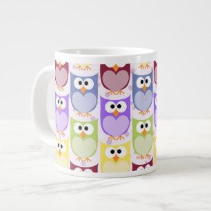 Leuke uilen, Uil Pattern, Baby uilen, Kleurrijke u Extra Grote Beker