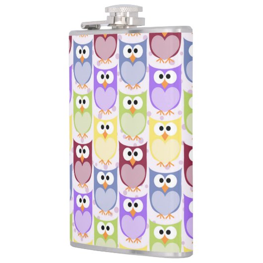 Leuke uilen, Uil Pattern, Baby uilen, Kleurrijke u Heupfles (Links)