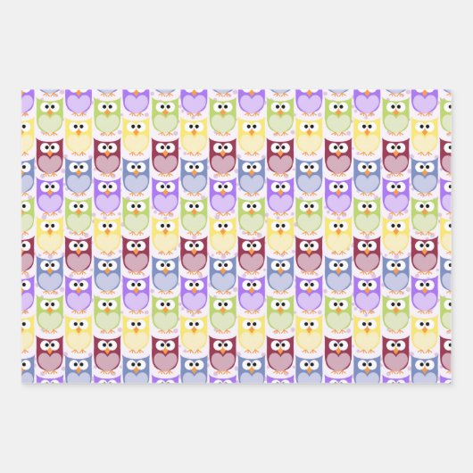 Leuke uilen, Uil Pattern, Baby uilen, Kleurrijke u Inpakpapier Vel (Voorkant 3)