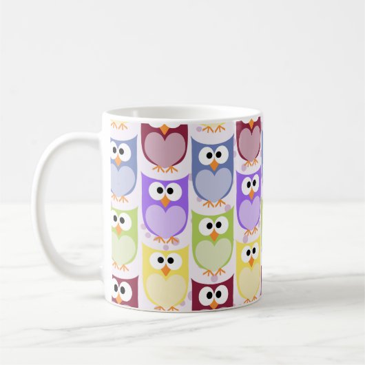 Leuke uilen, Uil Pattern, Baby uilen, Kleurrijke u Koffiemok (Links)