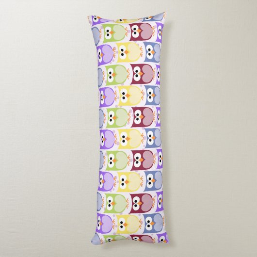 Leuke uilen, Uil Pattern, Baby uilen, Kleurrijke u Lichaamskussen (Achterkant (Verticaal))