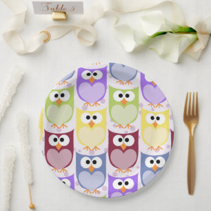Leuke uilen, Uil Pattern, Baby uilen, Kleurrijke u Papieren Bordje