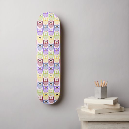 Leuke uilen, Uil Pattern, Baby uilen, Kleurrijke u Skateboard (Muurkunst)