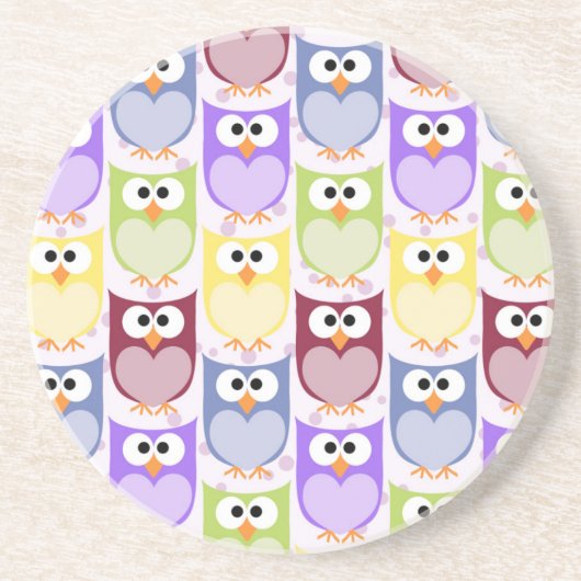 Leuke uilen, Uil Pattern, Baby uilen, Kleurrijke u Zandsteen Onderzetter (Voorkant)