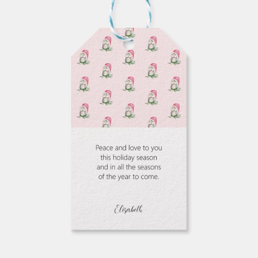 Leuke uilen Waterverf patroon monogram Cadeaulabel (Achterkant)