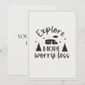 Leuke uitnodiging in modern script | meer kamperen (Voorkant / Achterkant)