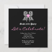 Leuke uitnodiging voor afstudeerfeest met zebraboo (Achterkant)