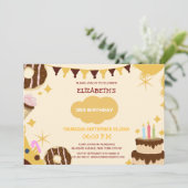 leuke unieke donut cake ijs kind verjaardag kaart (Staand voorkant)