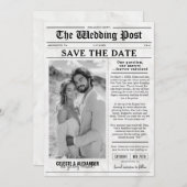 Leuke unieke krant Save the Date Fotobruiloft Kaart (Voorkant / Achterkant)