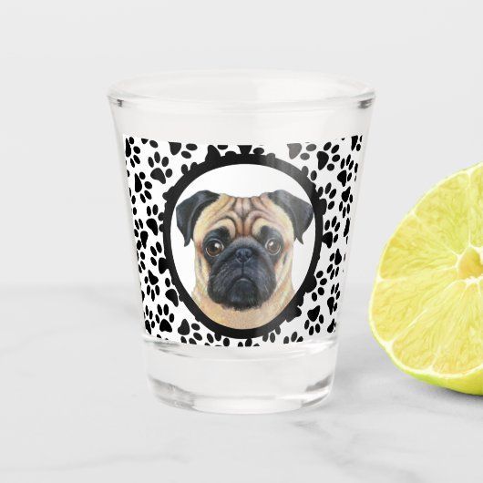 Leuke Unieke Stocking Stuffer Dog Pup Photo Paw Shot Glas (Voorkant)