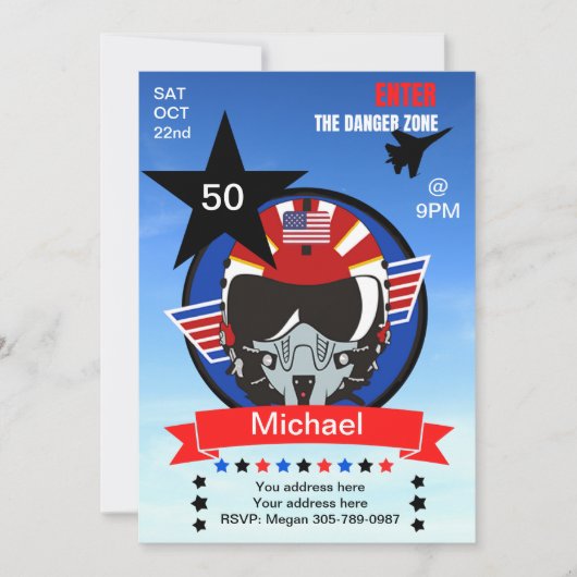 Leuke USA Fighter Jet Pilot Verjaardag uitnodiging (Voorkant)